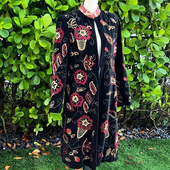 Vintage ENTICE Embroidered Floral Boho Jacket Nordstrom M - Picture 1 of 16